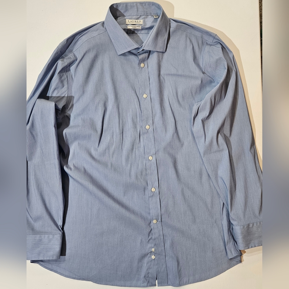 Lauren Ralph‎ Lauren Slim Fit Dress Shirt Mens Size 18 2XL Blue